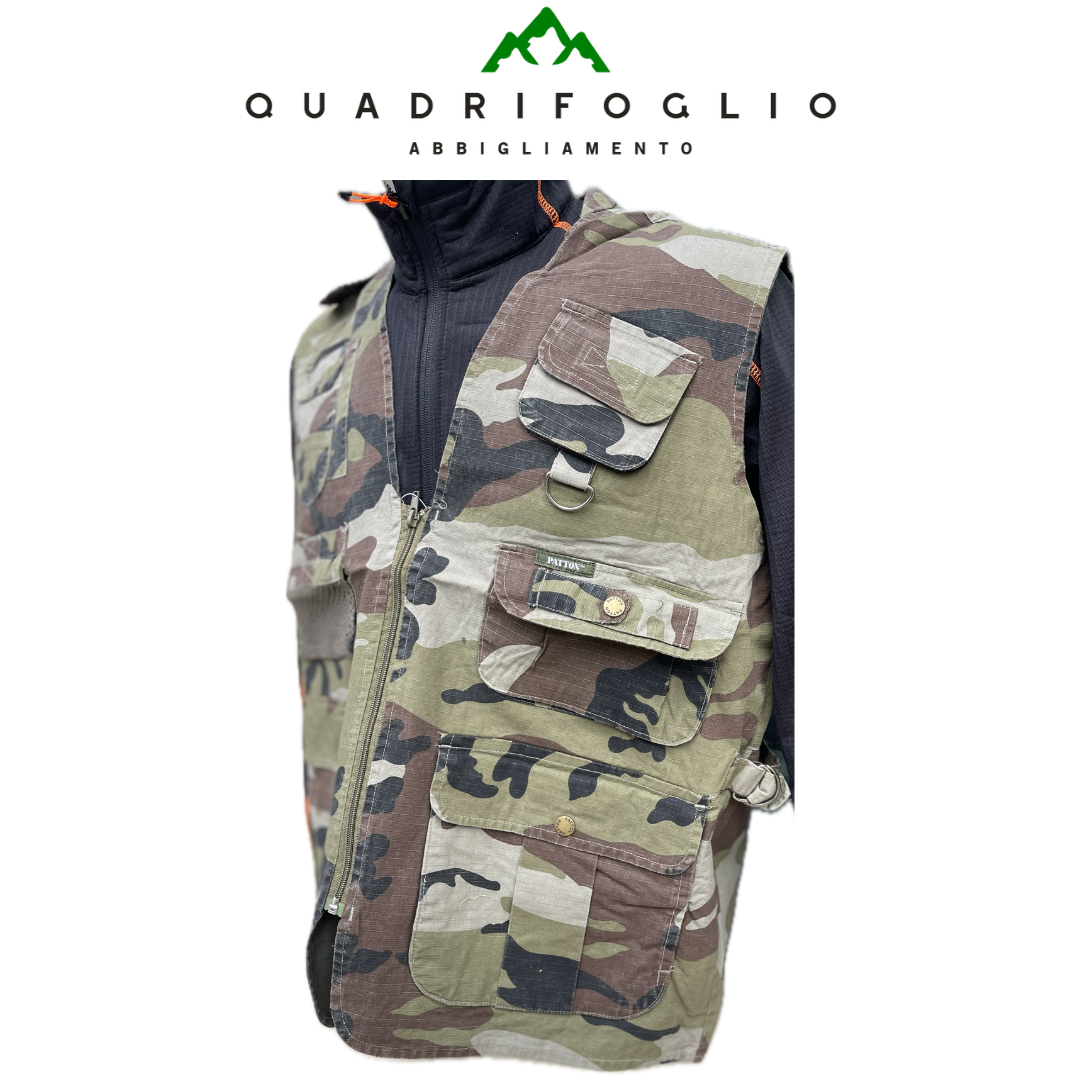 Gilet patton cotone ripstop multitasche mimetico