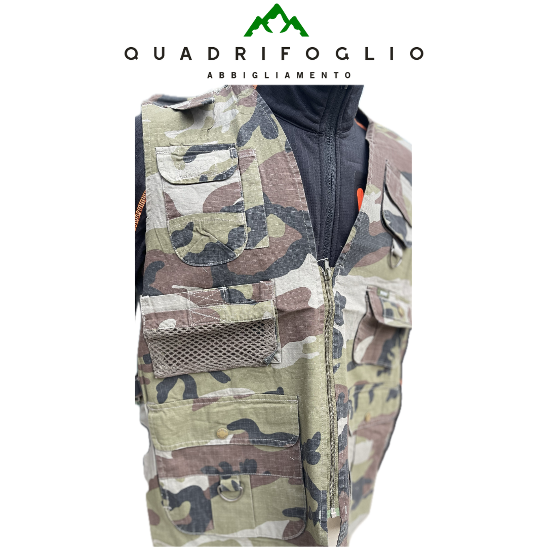 Gilet patton cotone ripstop multitasche mimetico