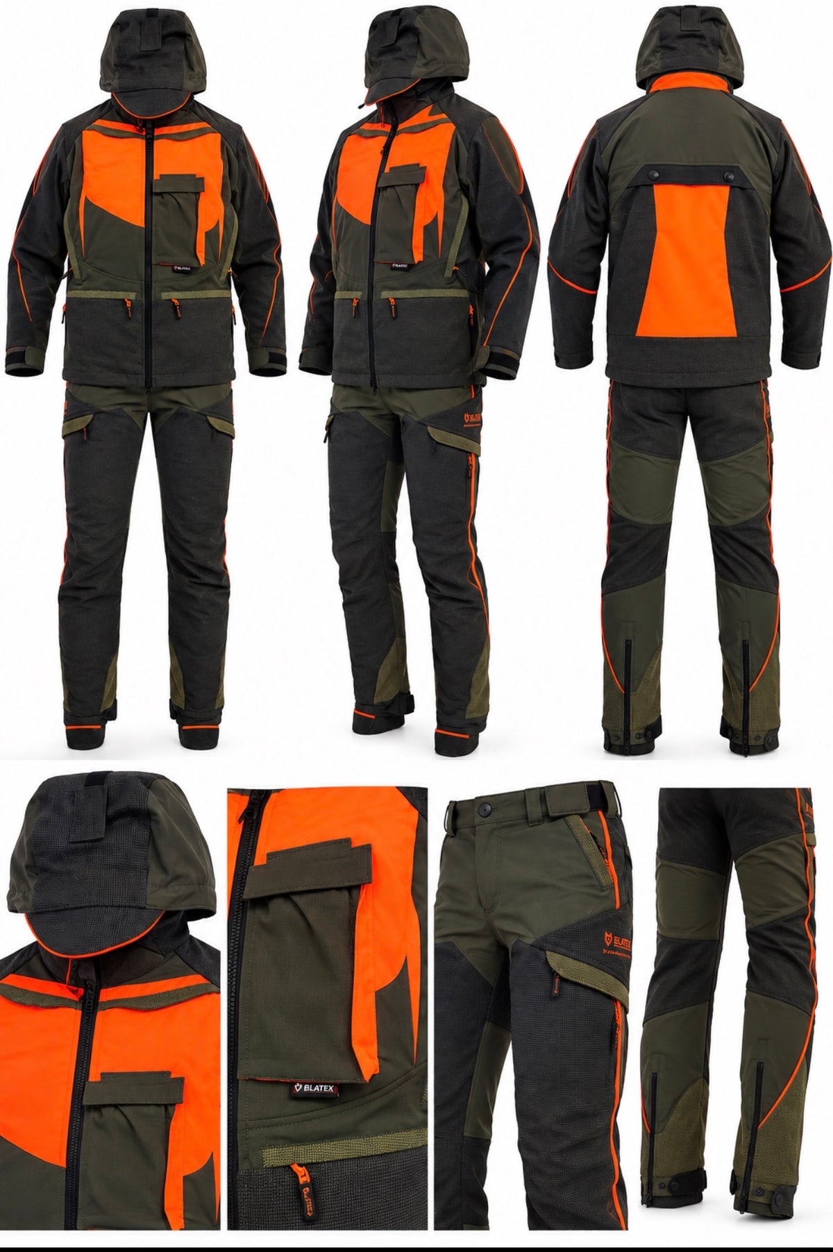 Completo Blatex giacca art. 447 e pantalone art. 84 arancione, neutro