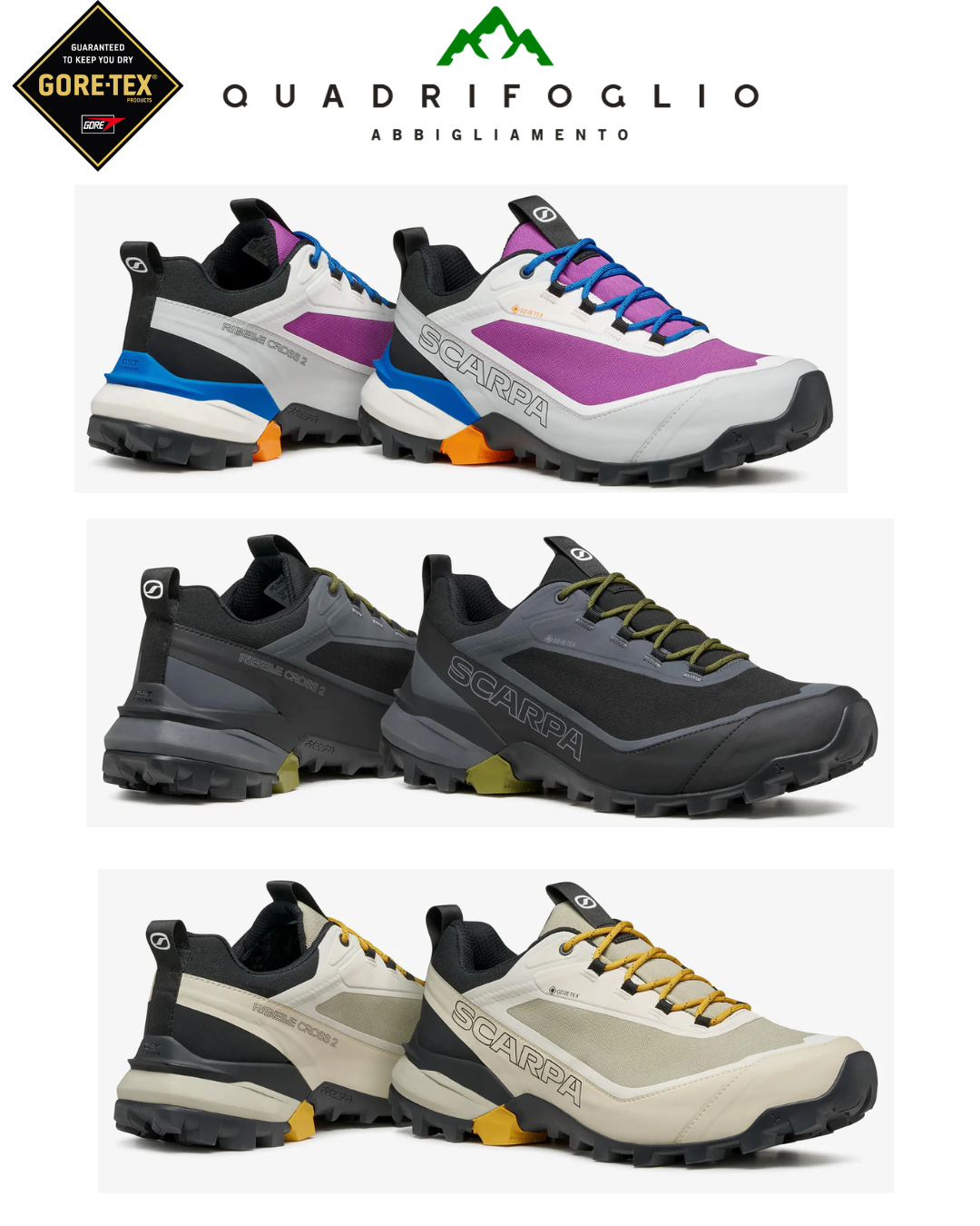 Scarpa Ribelle Cross 2 fog - lemon curry, black - olive, bianco - orchidea Goretex