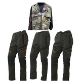 Completo Gilet Patton mimetico cotone e pantalone Masseria art. 75 neutro, arancio, lime