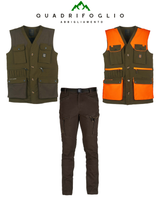 Completo univers gilet e pantalone cotone canvas arancio, neutro