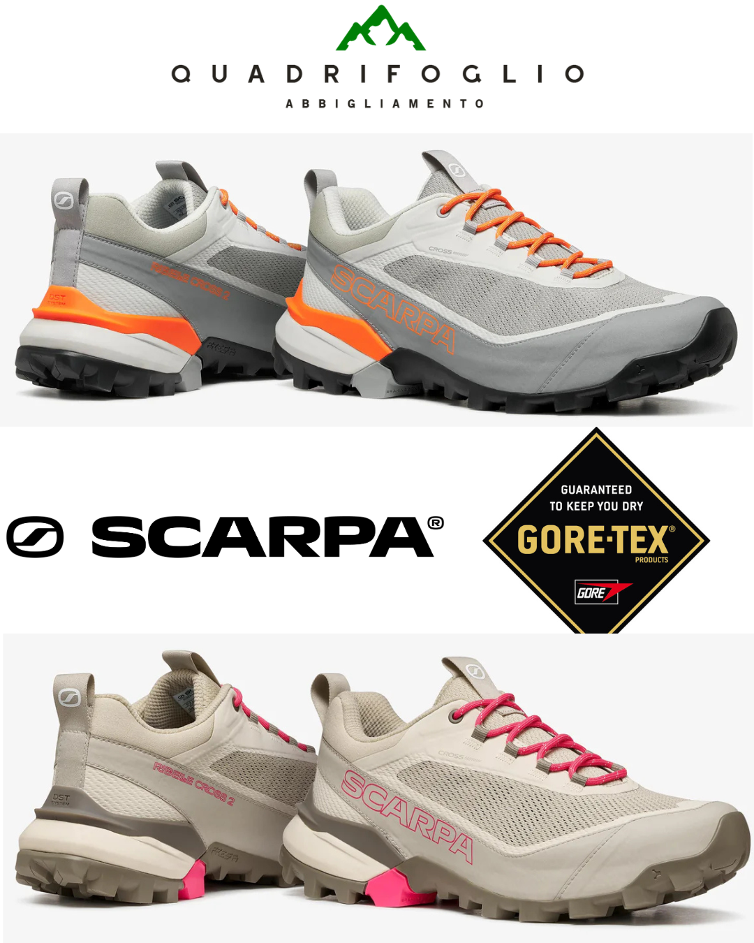 Scarpa Ribelle Cross 2 light Beige Peyote - Fucsia donna, Grigio - Arancione Tonic uomo